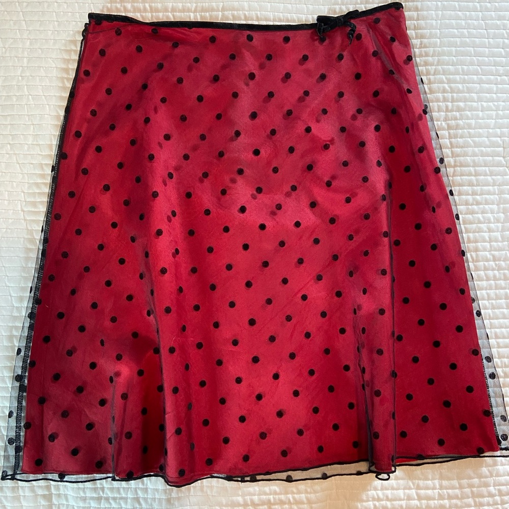 Heart Soul Red & Black Retro Polka Dot Skirt Size Small
